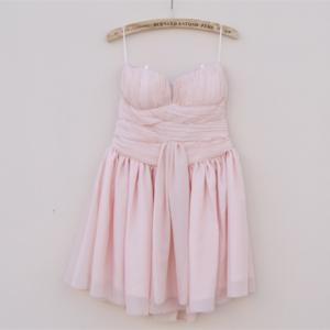 Pink Sweet Strapless Low-cut Dress