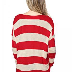 Women's Stripes Pattern Round Neck..
