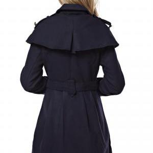 Women's Dark Blue Coat In Double..