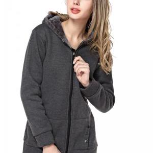 Women's Grey Coat With Hood C100807